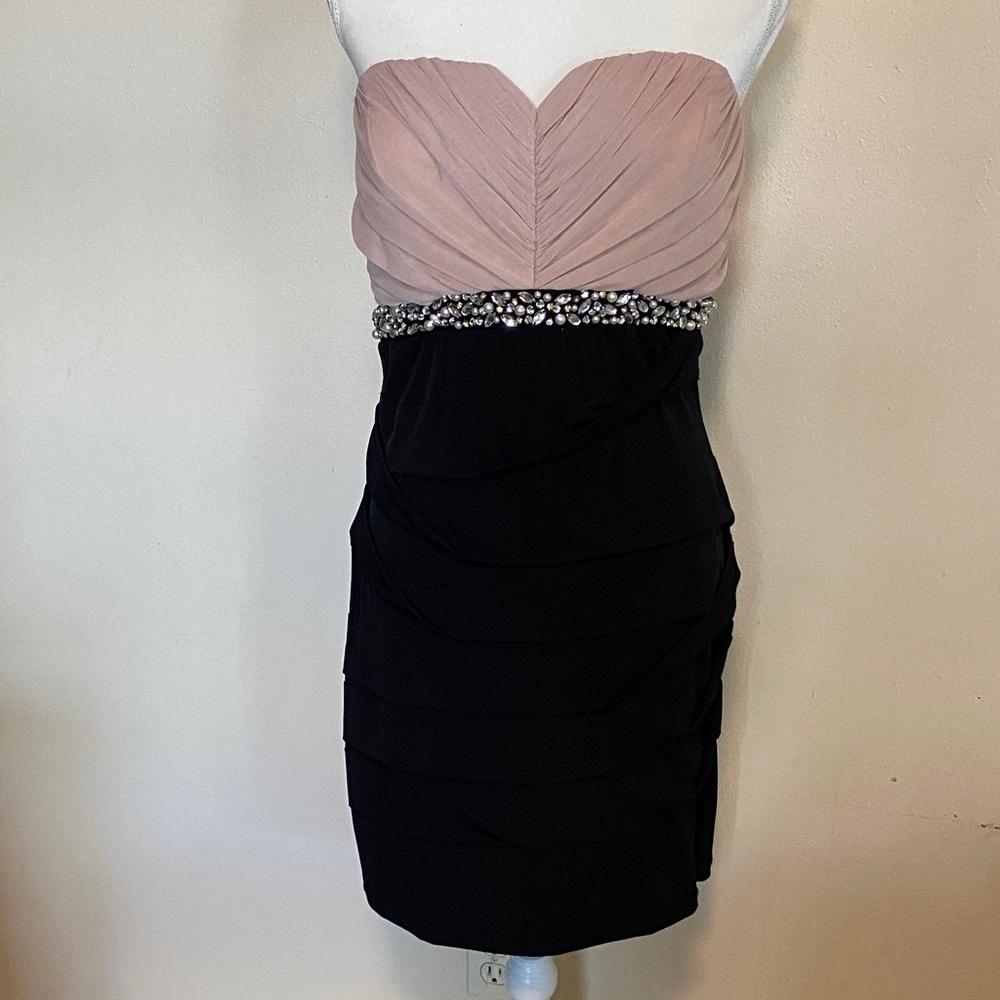 City Triangles Strapless Black and Pink Dress